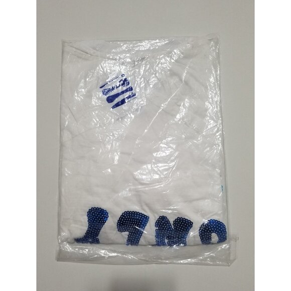 ON FIRE Positive Vibes Only Sequin Knot Front Crop Top In White - Size XL - Picture 5 of 5